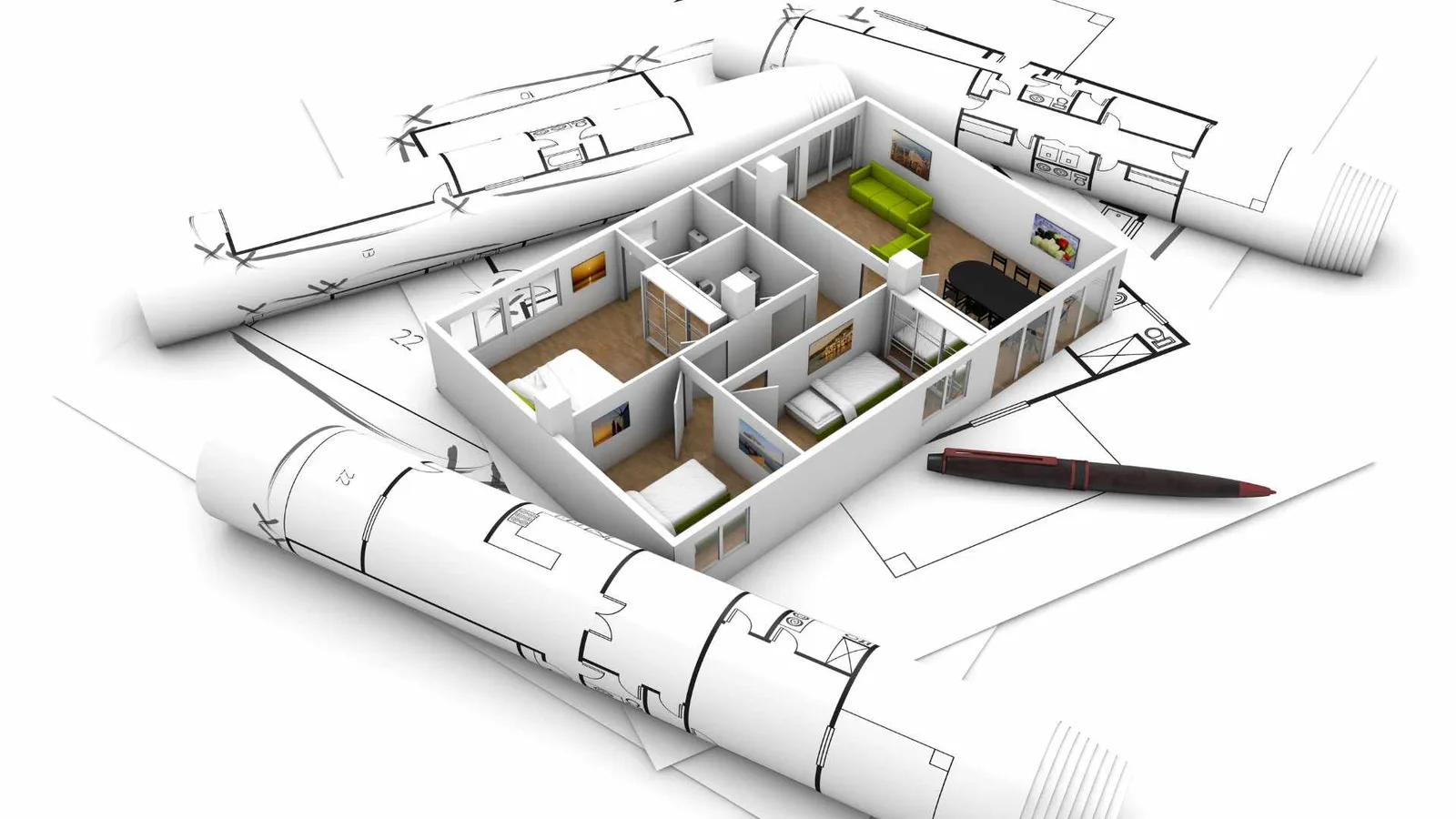 2D and 3D floor plans for a prefabricated ADU