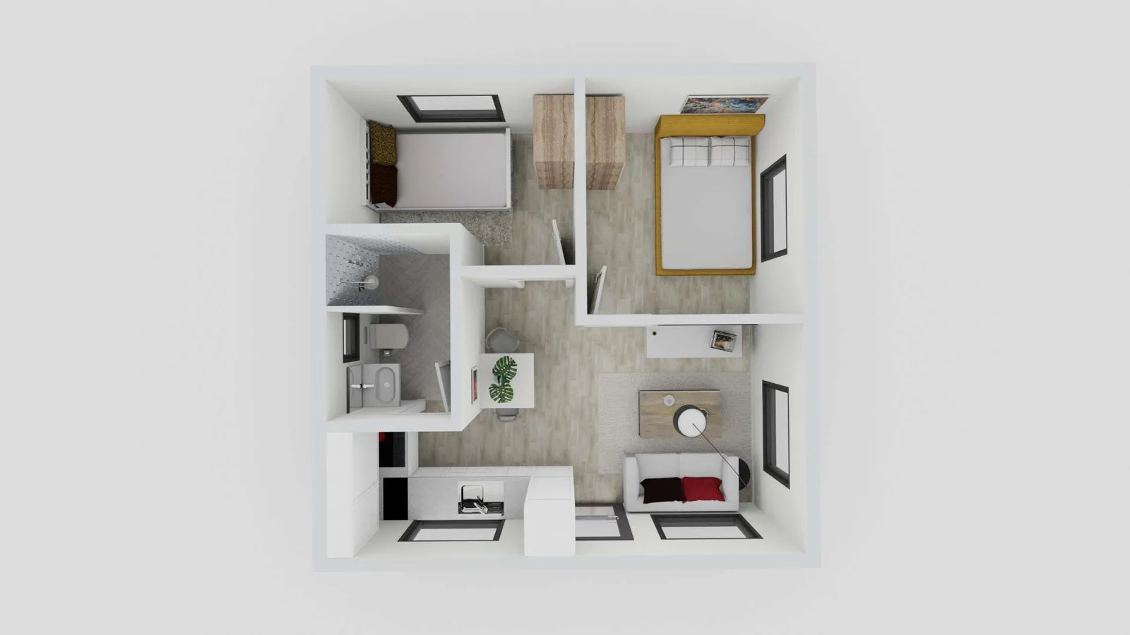 400 square feet 2 bedroom ADU floor plan