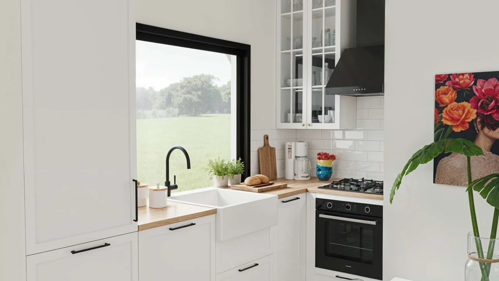 400 square feet ADU kitchen in white