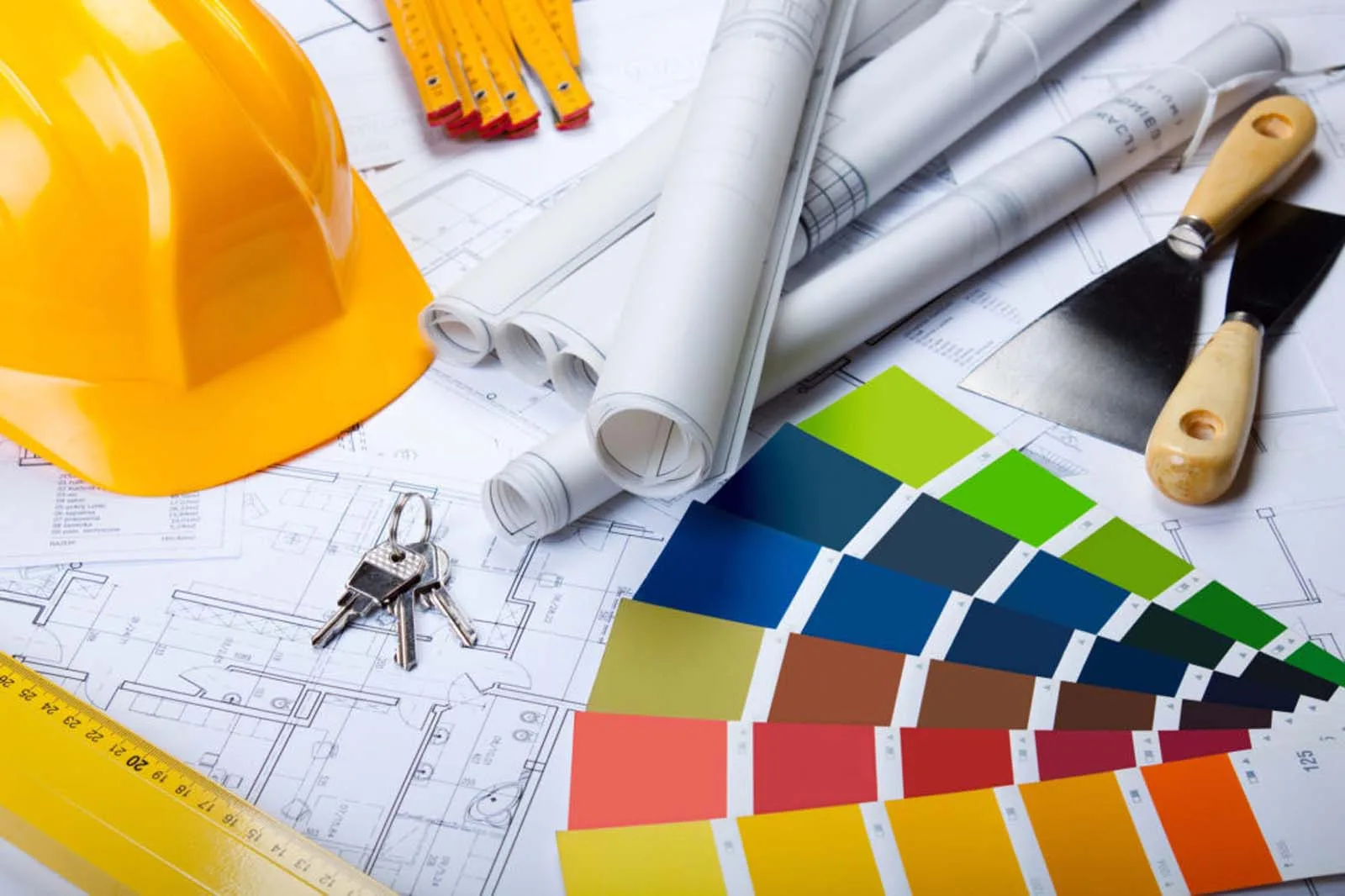 ADU builder tools, blueprints and color swatches