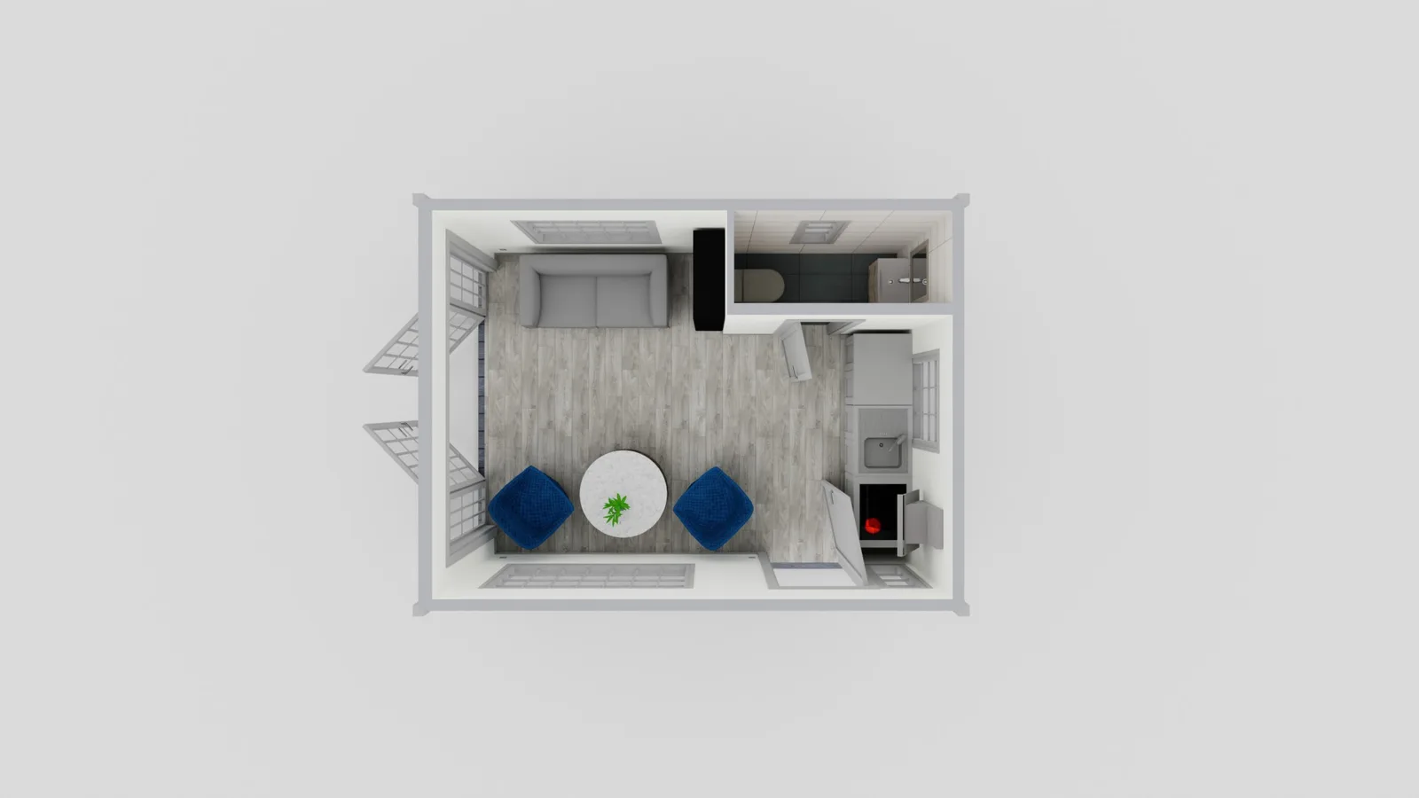 200 sq ft ADU floor plan