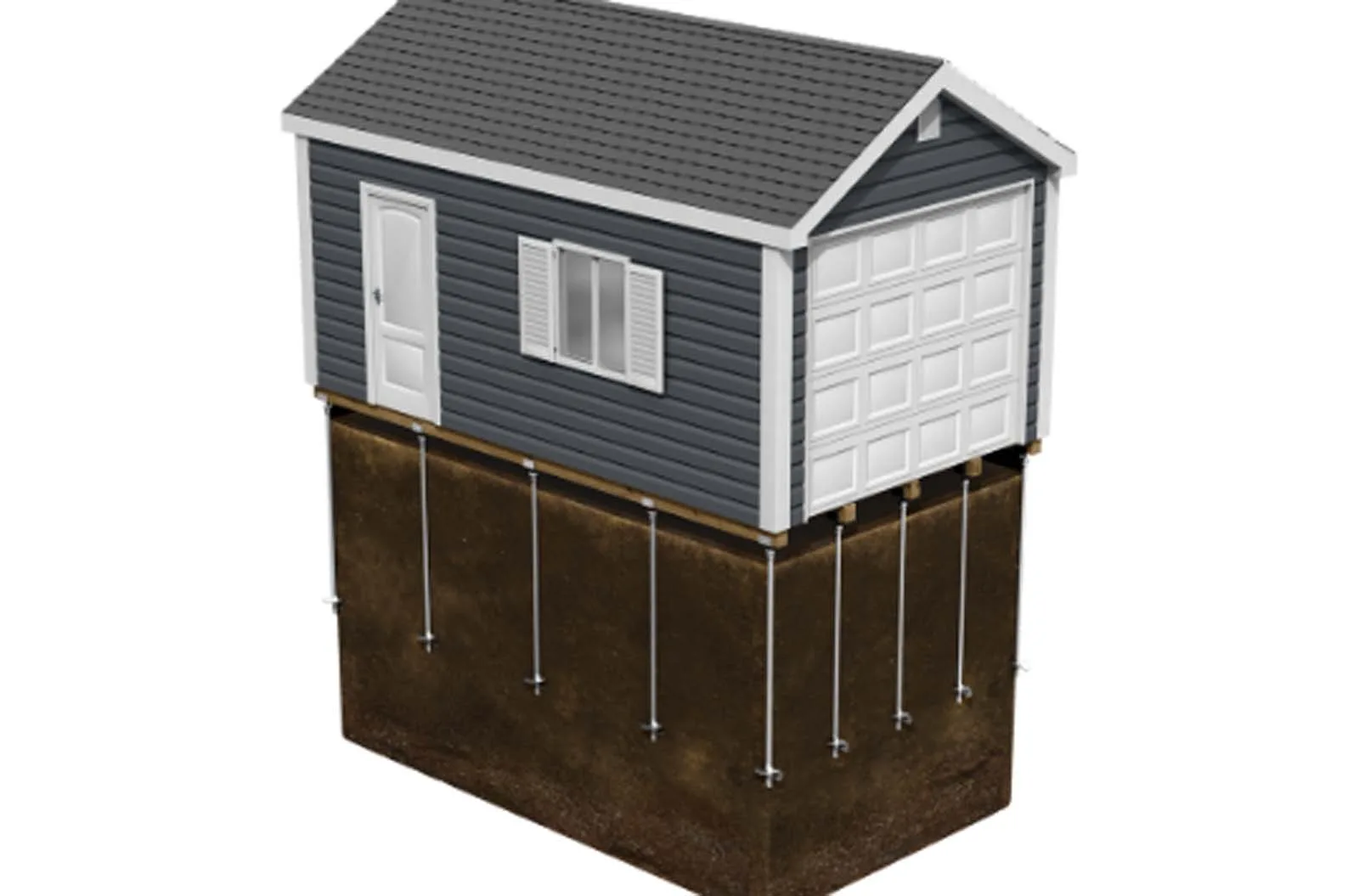 ADU elevated on helical screw piles