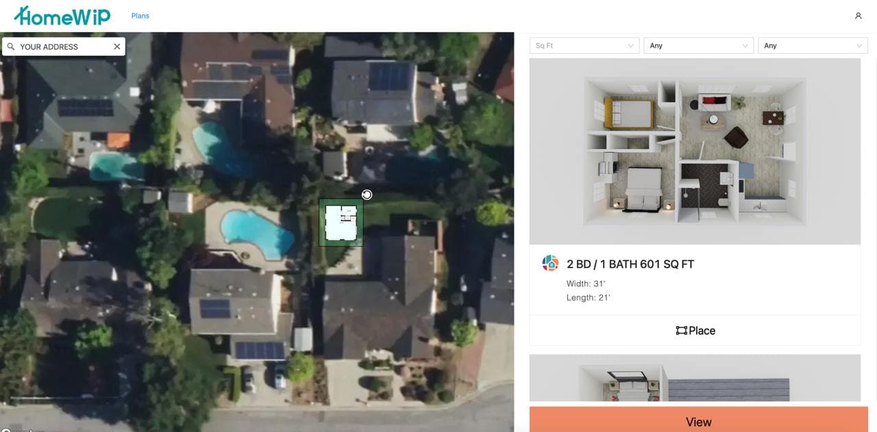 ADU plan on the property map