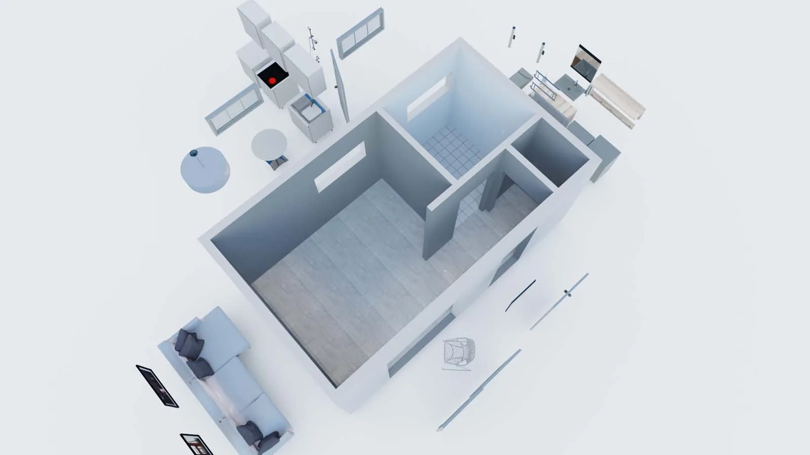 Services for ADU builders — 3D ADU floor plan render