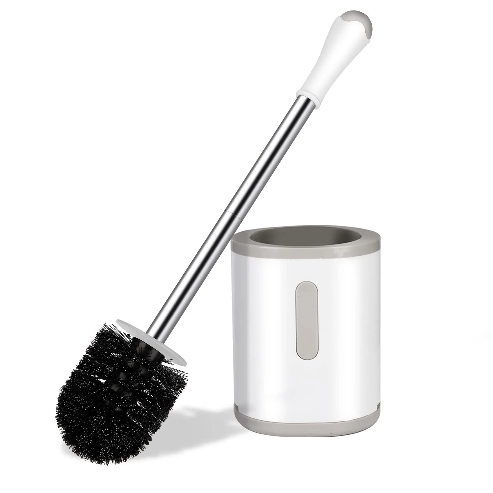 AONEZ compact stainless steel toilet brush with drip-proof base holder