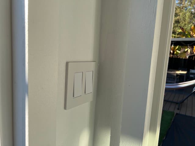 Light switch detail inside the finished backyard office