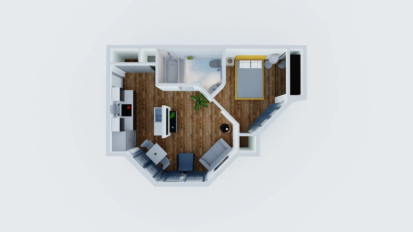 planos de 1 dormitorio y 1 baño