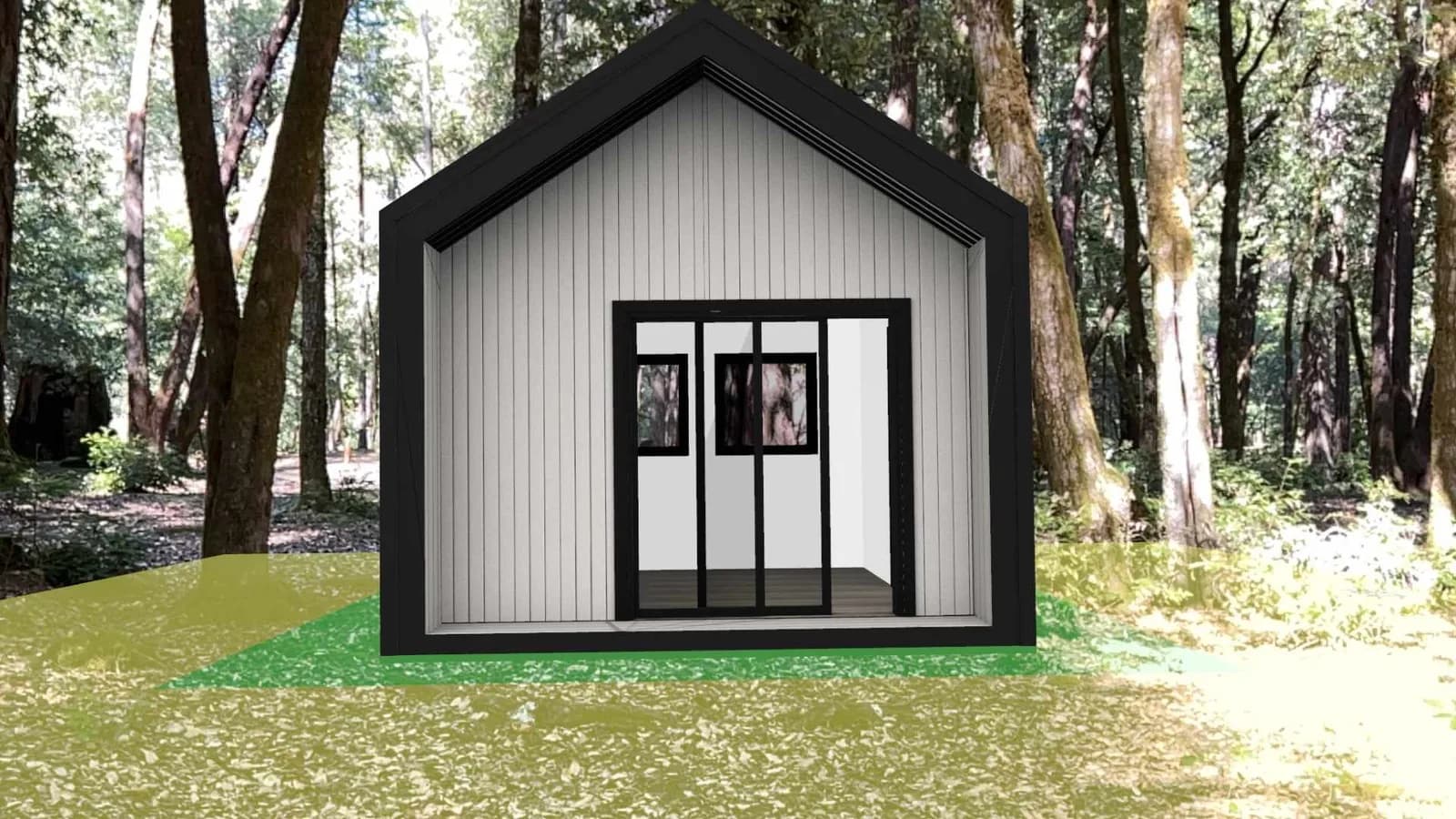 Custom shed visualizer showing an ADU in a backyard