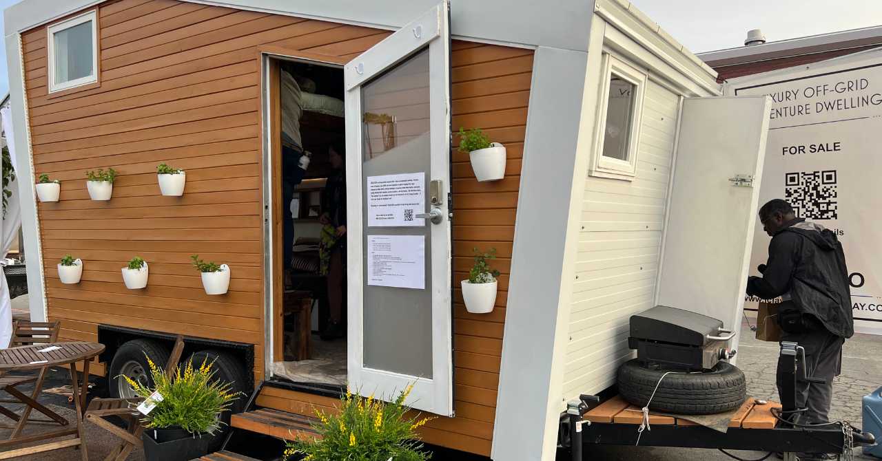 exterior of a tiny house on wheels