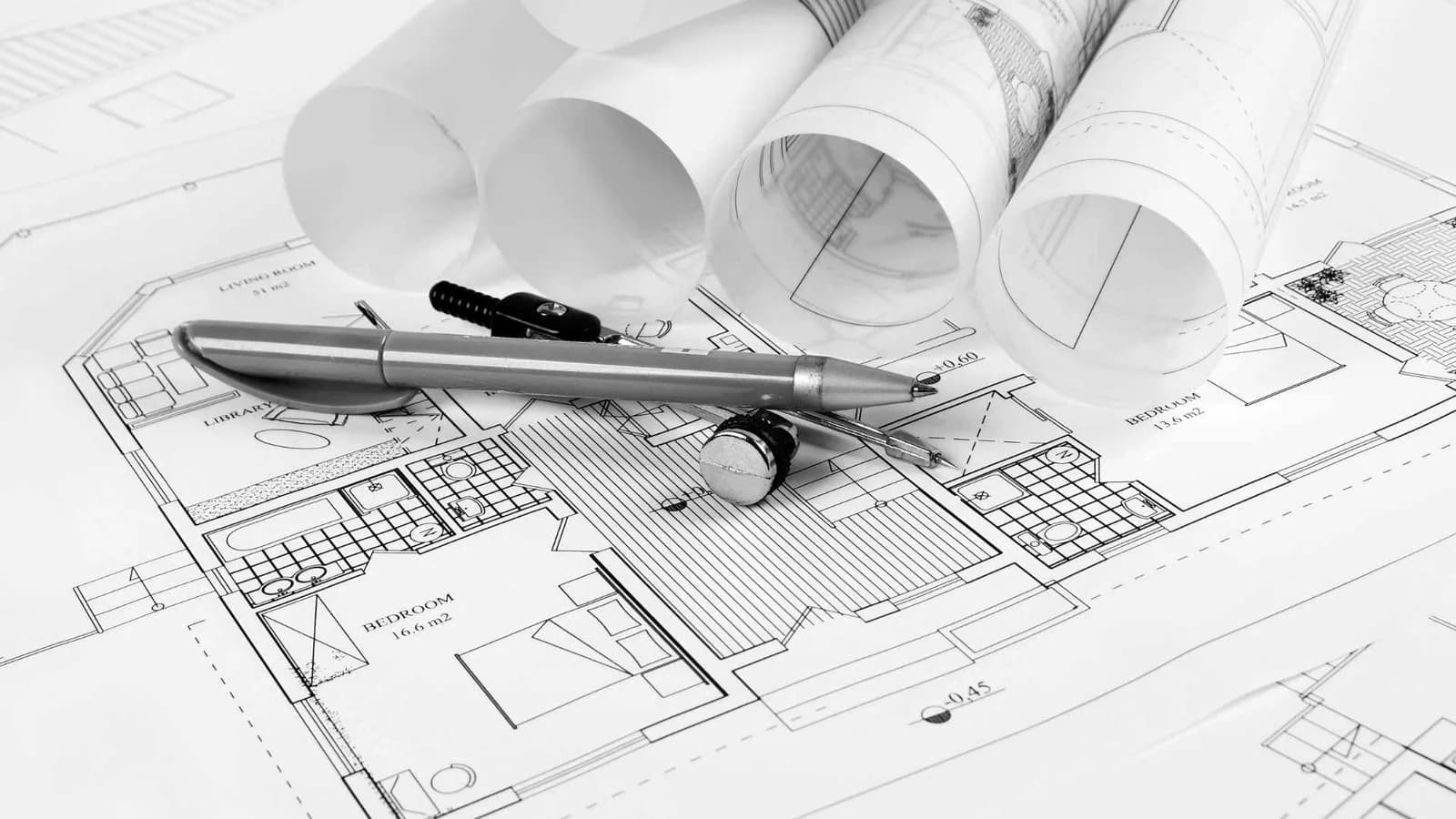 furniture plan in blueprint construction symbols