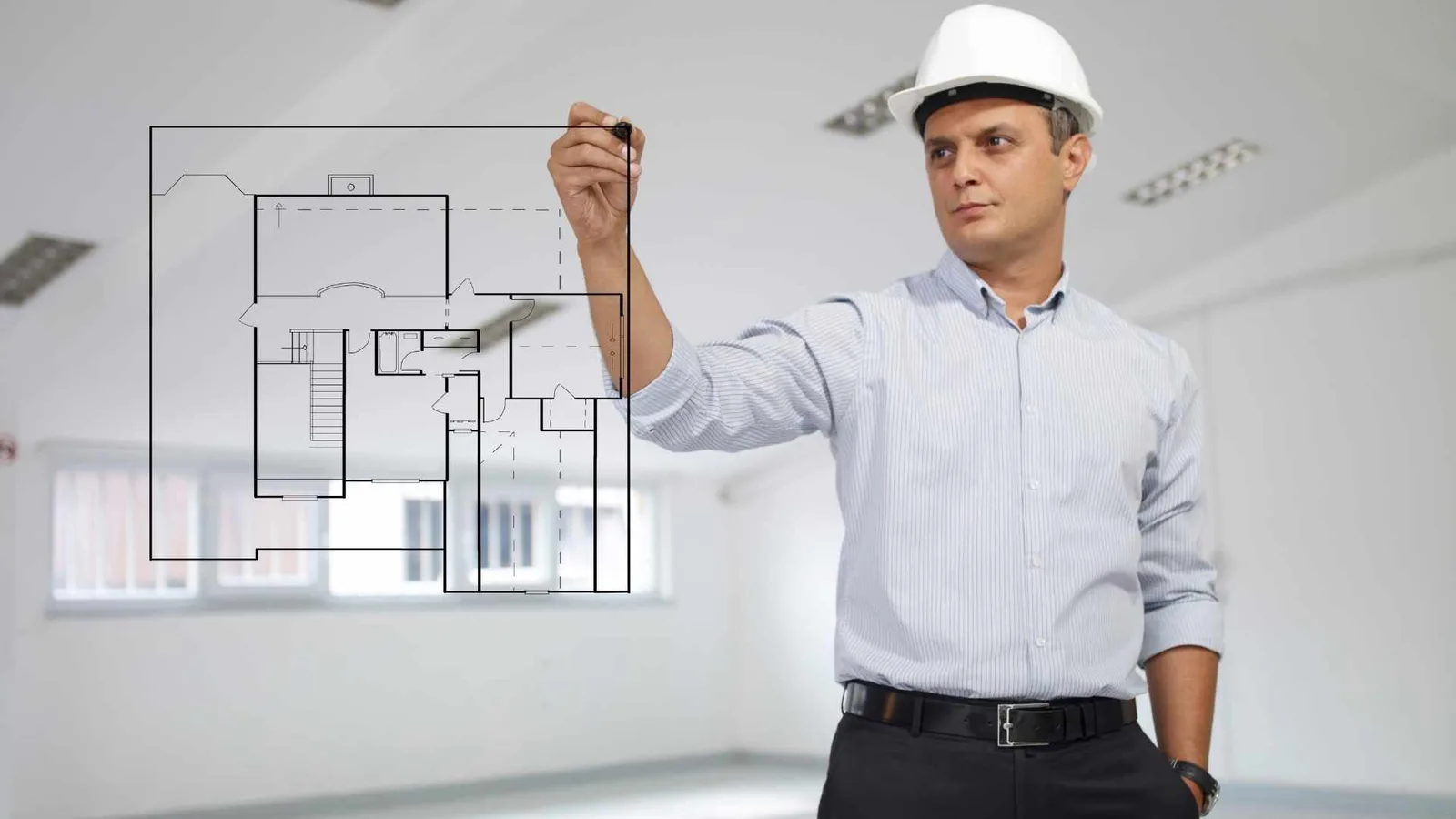 general contractor with blueprint