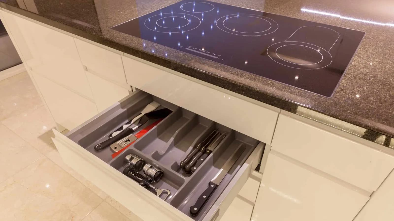 Two-burner induction cooktop installed in an ADU kitchen