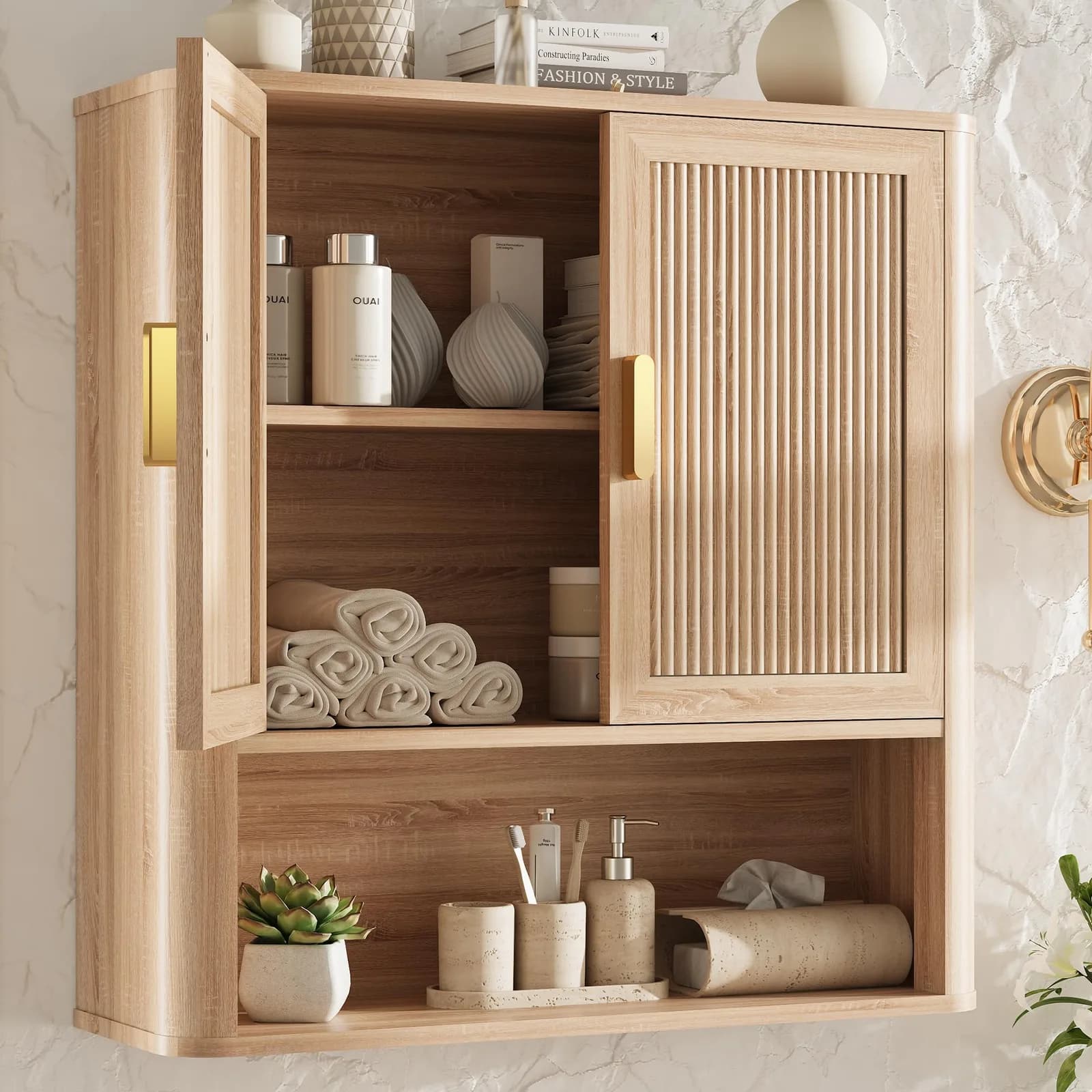 INNOD Natural Oak Wall Cabinet on Amazon