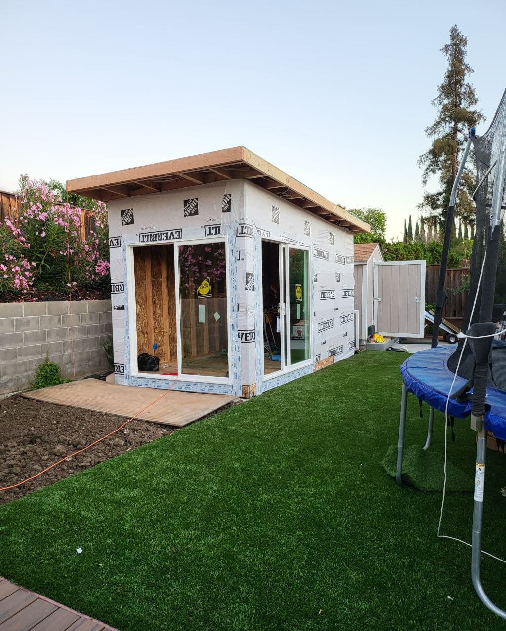 Insulated backyard studio under construction