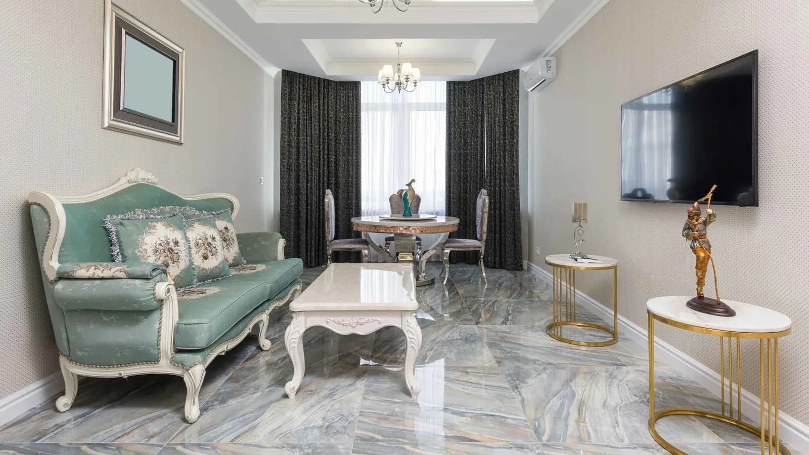 living and dining areas