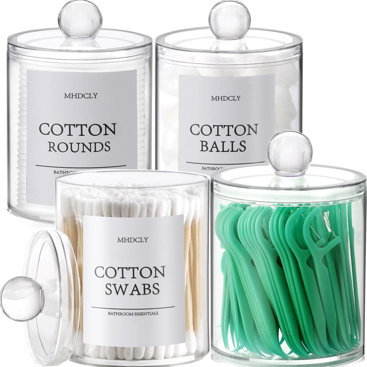 MHDCLY clear plastic canister set with snap lids for bathroom counter organization