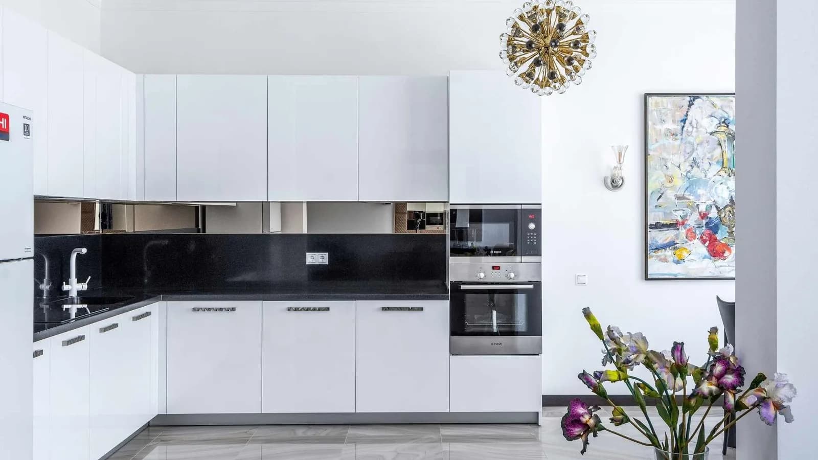 modern kitchen in white