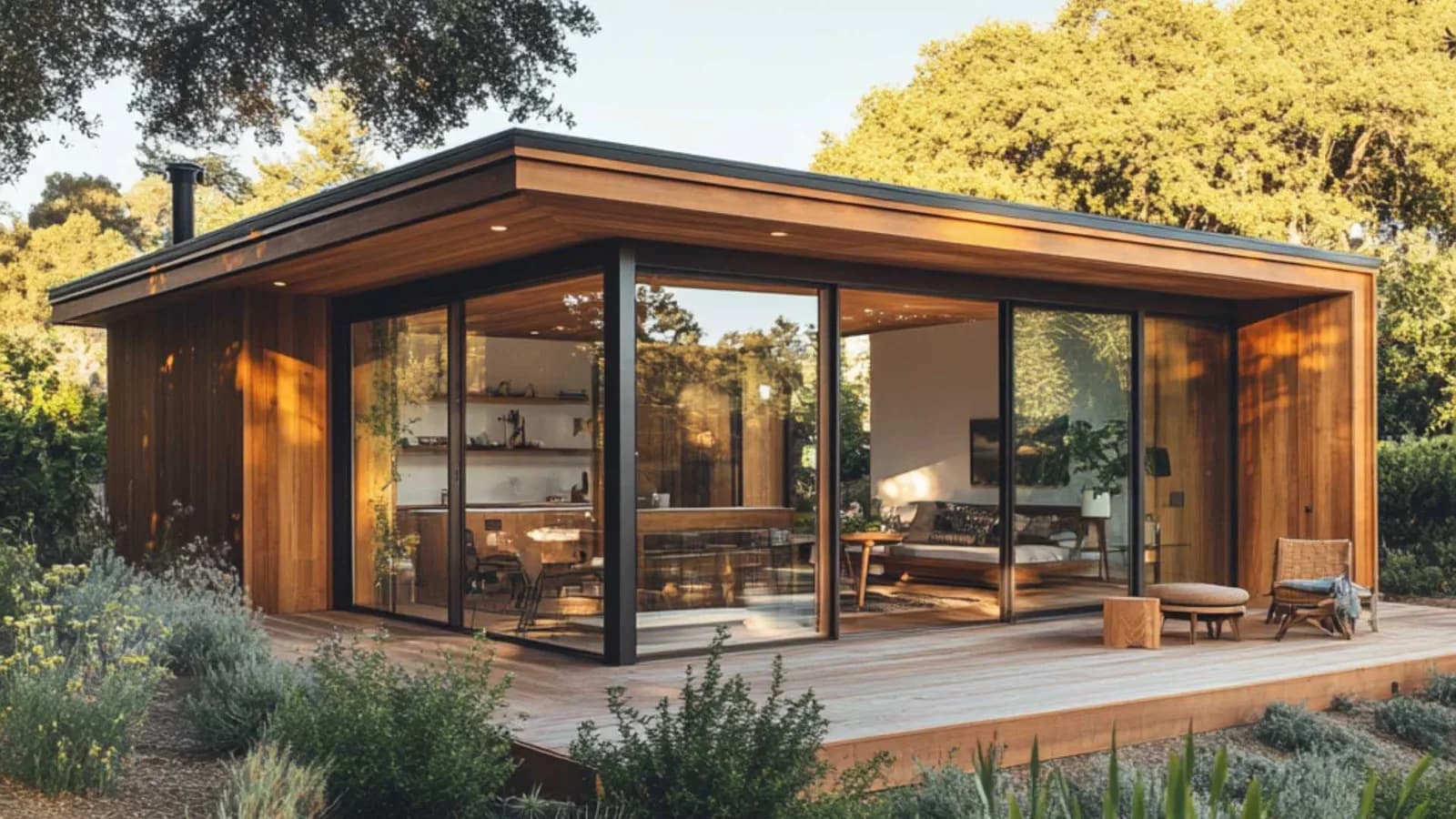 Modern prefab ADU studio kit with large windows