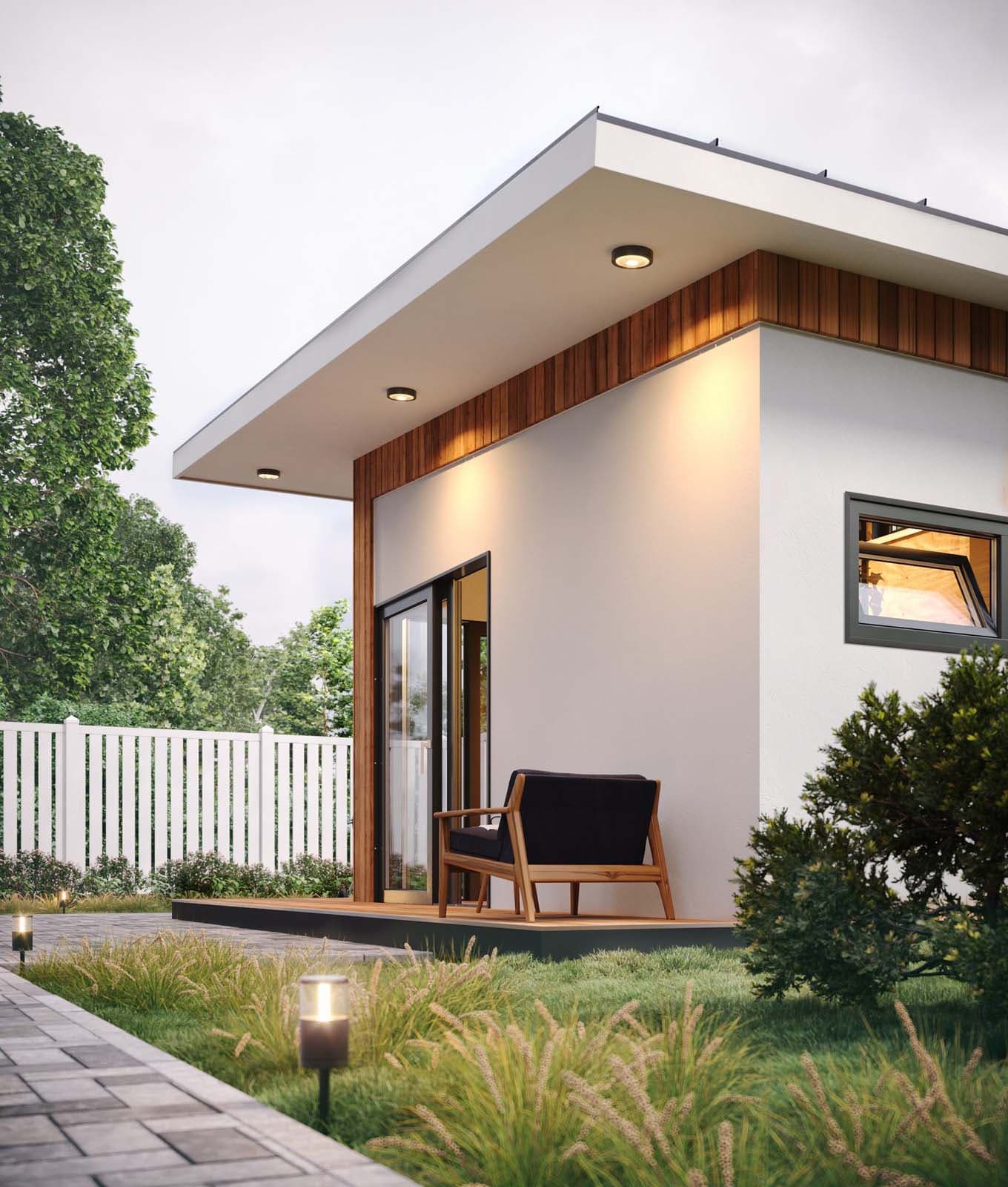 Backyard home office pod exterior