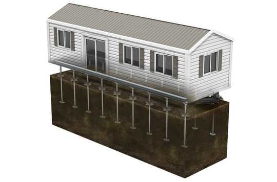 Helical screw piles in a soil cross-section