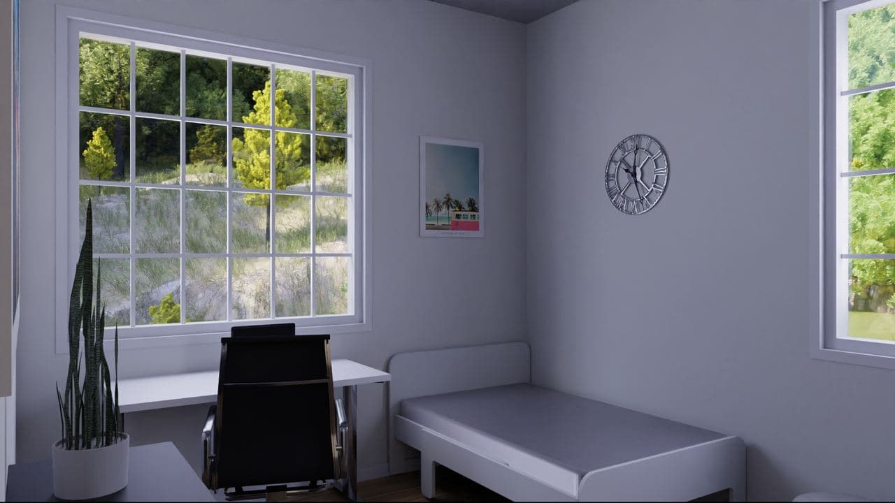 second bedroom in 1000 SF house