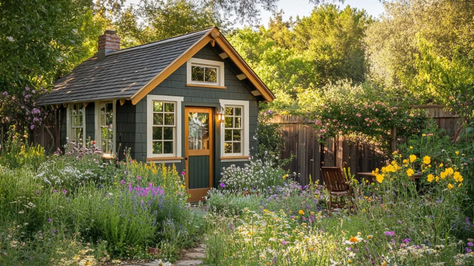 Inspiración de diseño de una she shed en un jardín trasero