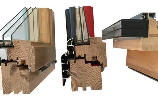 Cross-sections of European wood window profiles