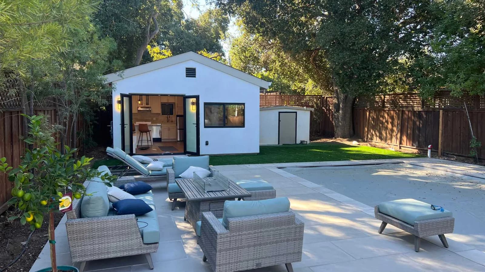 300 sq ft ADU by the pool under the oak tree