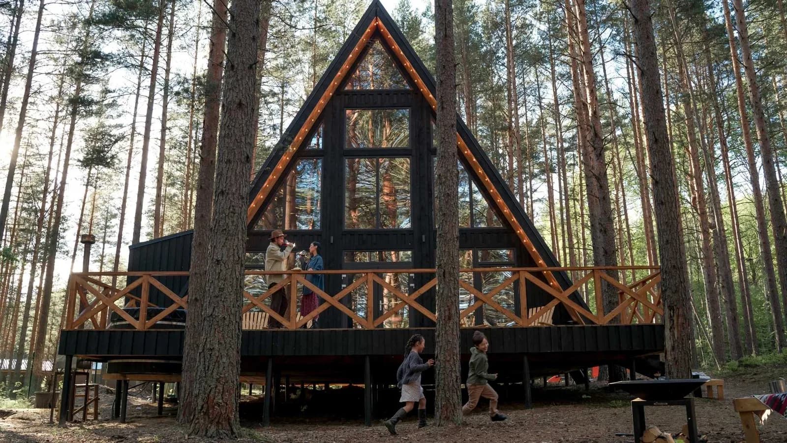 A-frame backyard cabin exterior