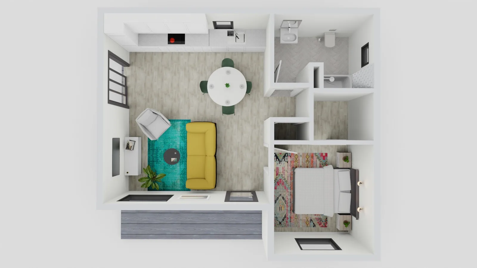 ADU floor plan 1 bd 1 bath
