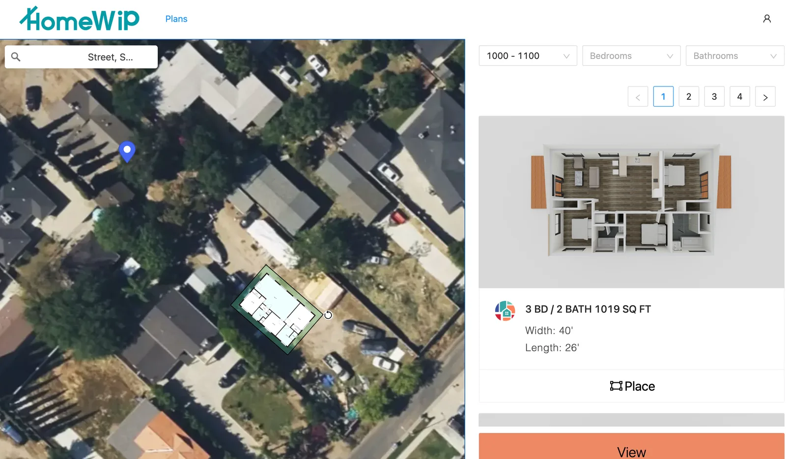 ADU Planner — placing ADU on map