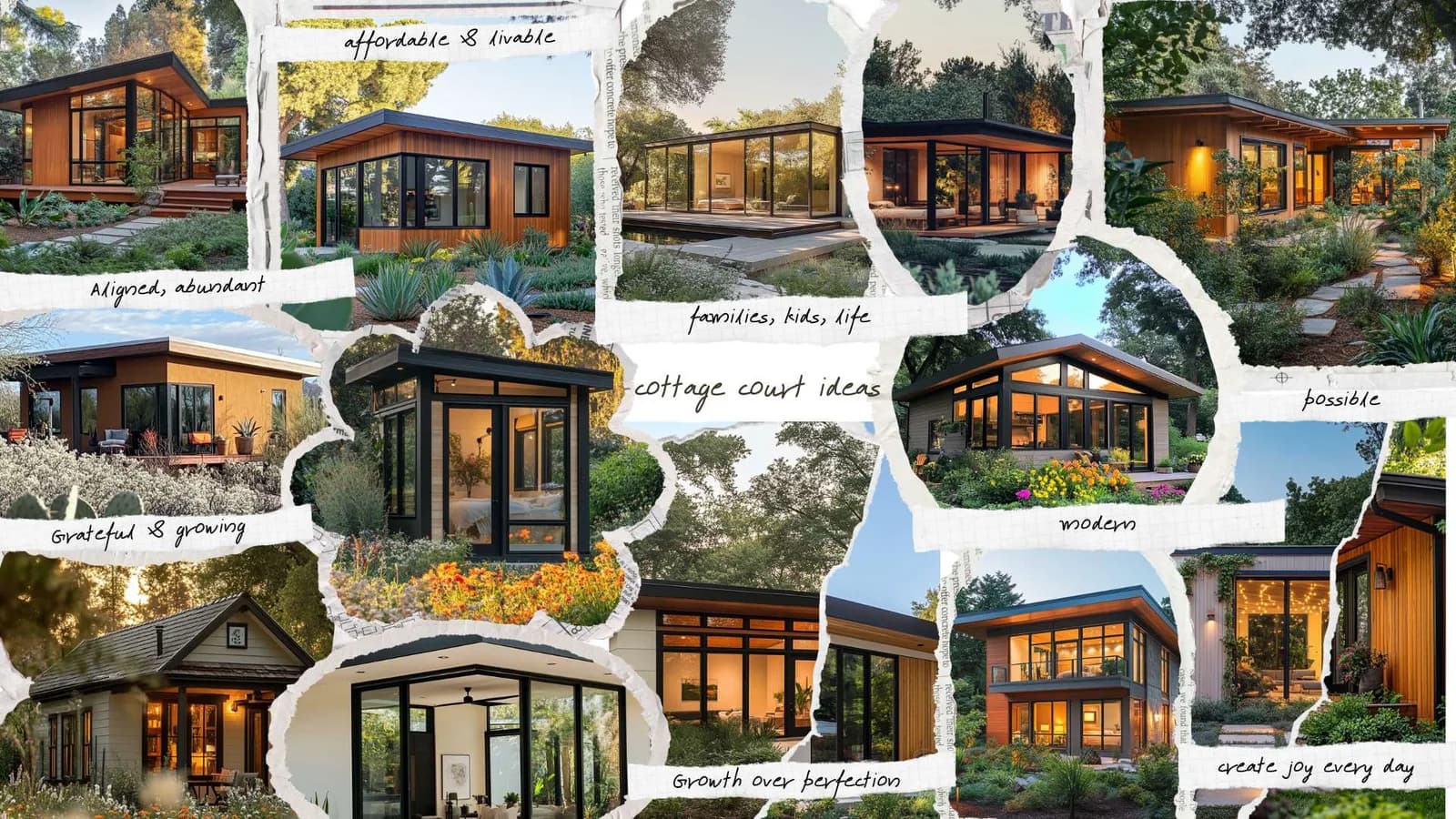 Ideas for a modern cottage court — several models