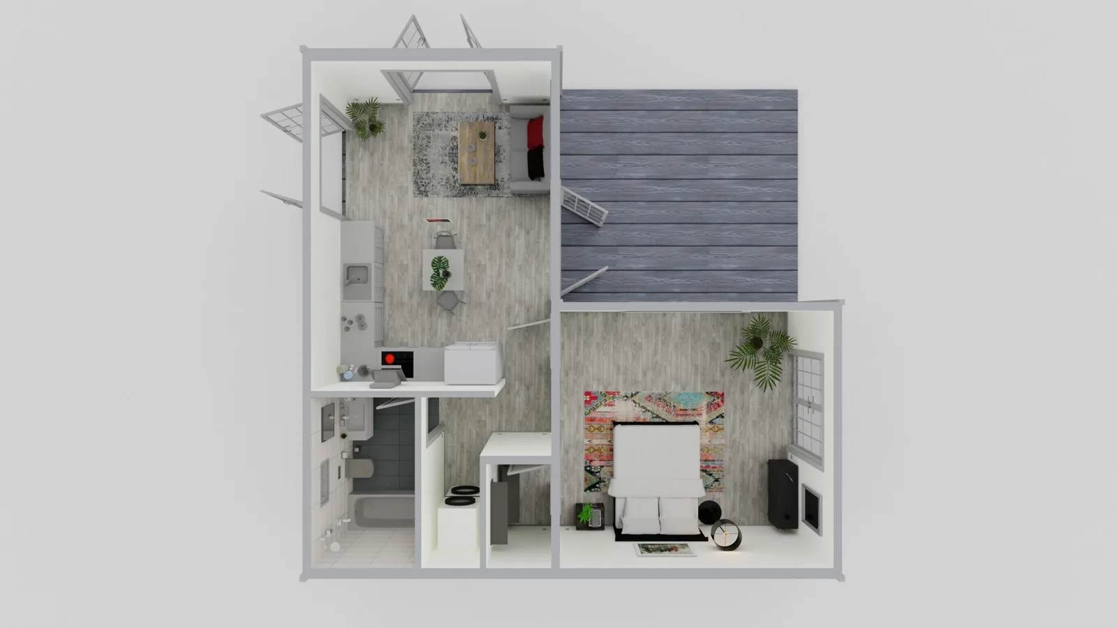 500 sq ft in-law suite ADU floor plan