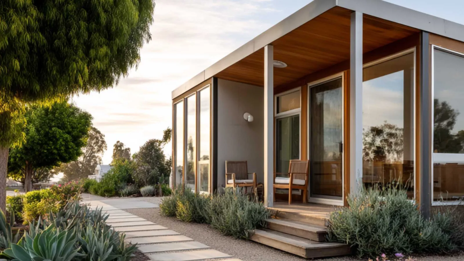 In-law suite house plan for inspiration — white walls, flat roof, big sliding doors (visual #2 by HomeWiP)