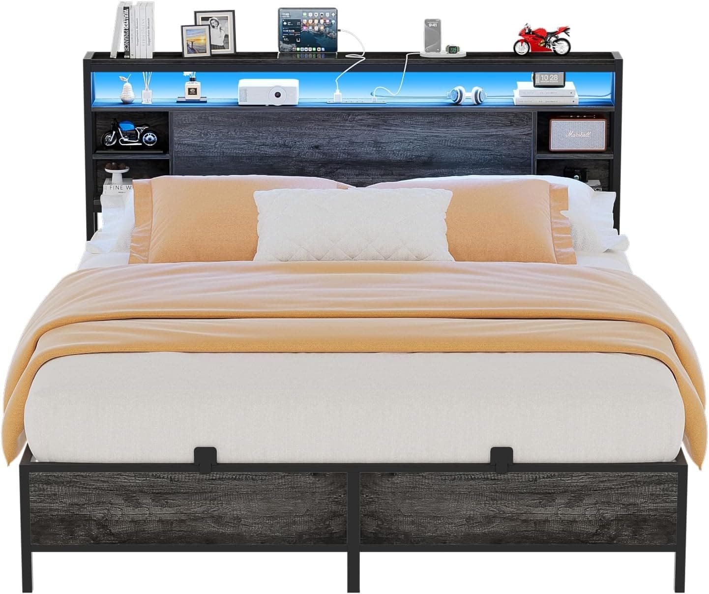 platform bed with charging station