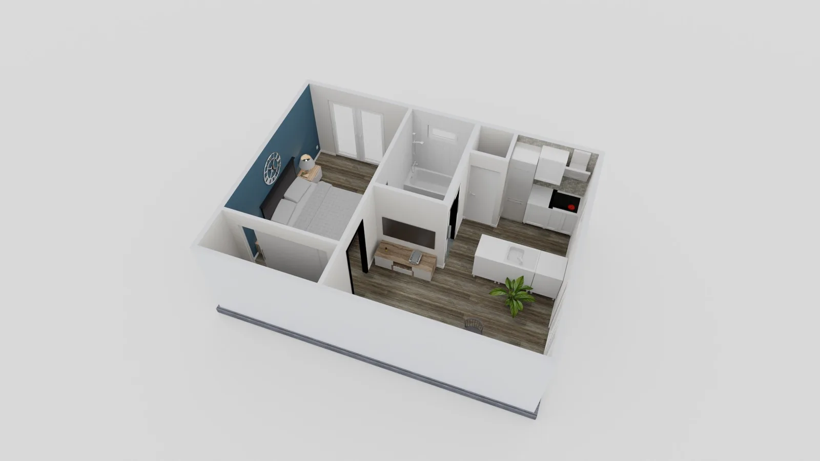 Plano de ADU preaprobado: 1 dormitorio, 1 baño, 422 pies cuadrados