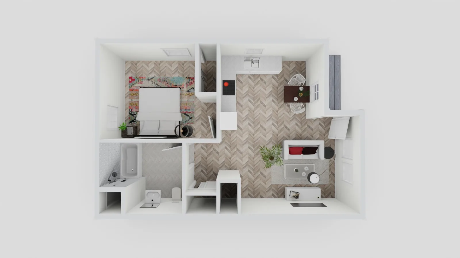 Plano de ADU preaprobado: 1 dormitorio, 1 baño, 584 pies cuadrados
