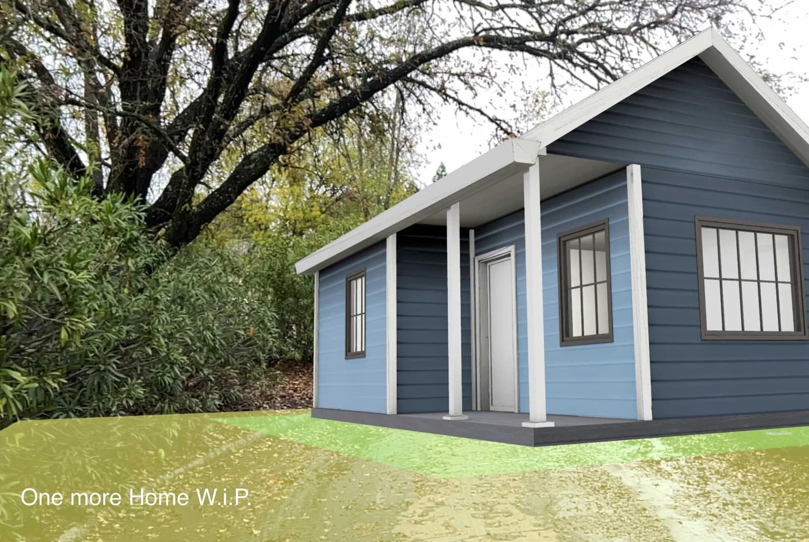 Prefab ADU placed in a backyard using the ADU Viewer AR app