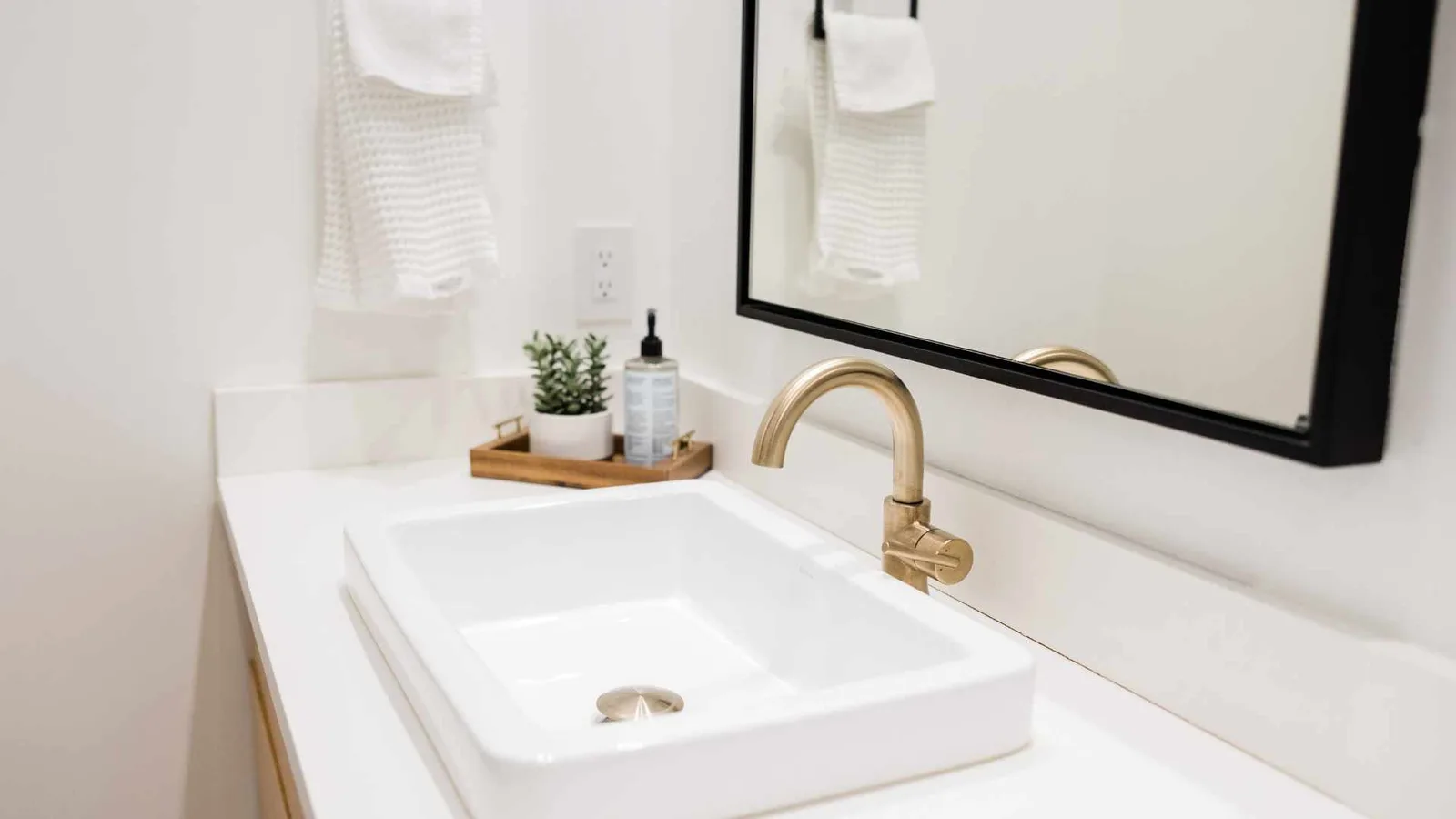 sink with a one-handle lever faucet