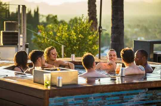 spa in the backyard